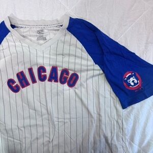 Majestic White and Blue Pinstripe Jersey